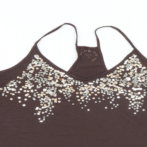 NEXT Womens Brown Viscose Basic Tank Size 18 V-Neck