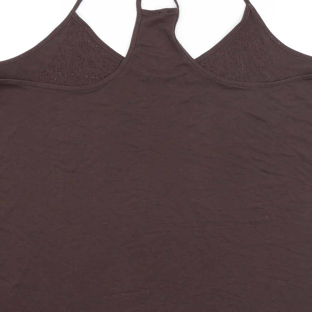 NEXT Womens Brown Viscose Basic Tank Size 18 V-Neck