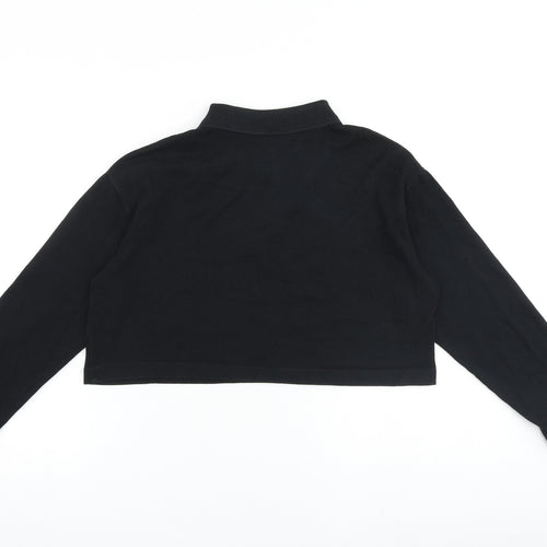 Zara Womens Black Polyester Pullover Sweatshirt Size S Button