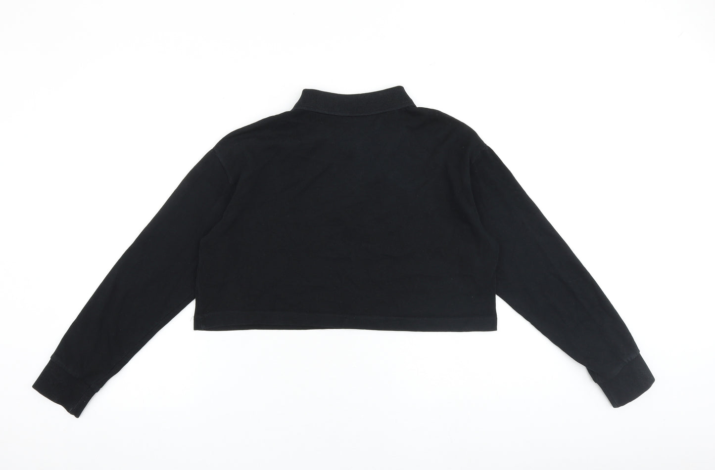 Zara Womens Black Polyester Pullover Sweatshirt Size S Button