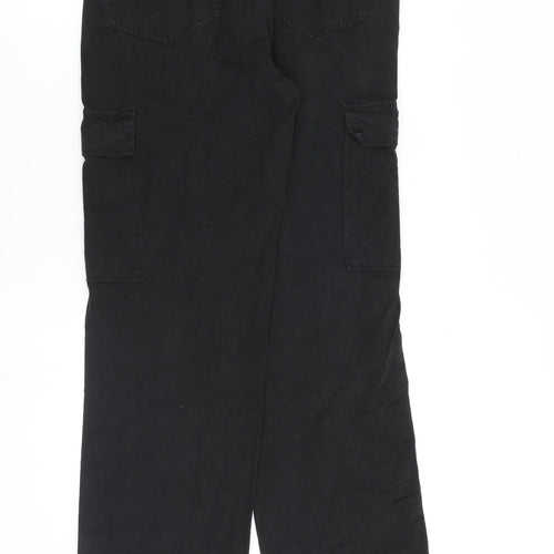 Stradivarius Womens Black Cotton Straight Jeans Size 12 L32 in Regular Zip - Cargo