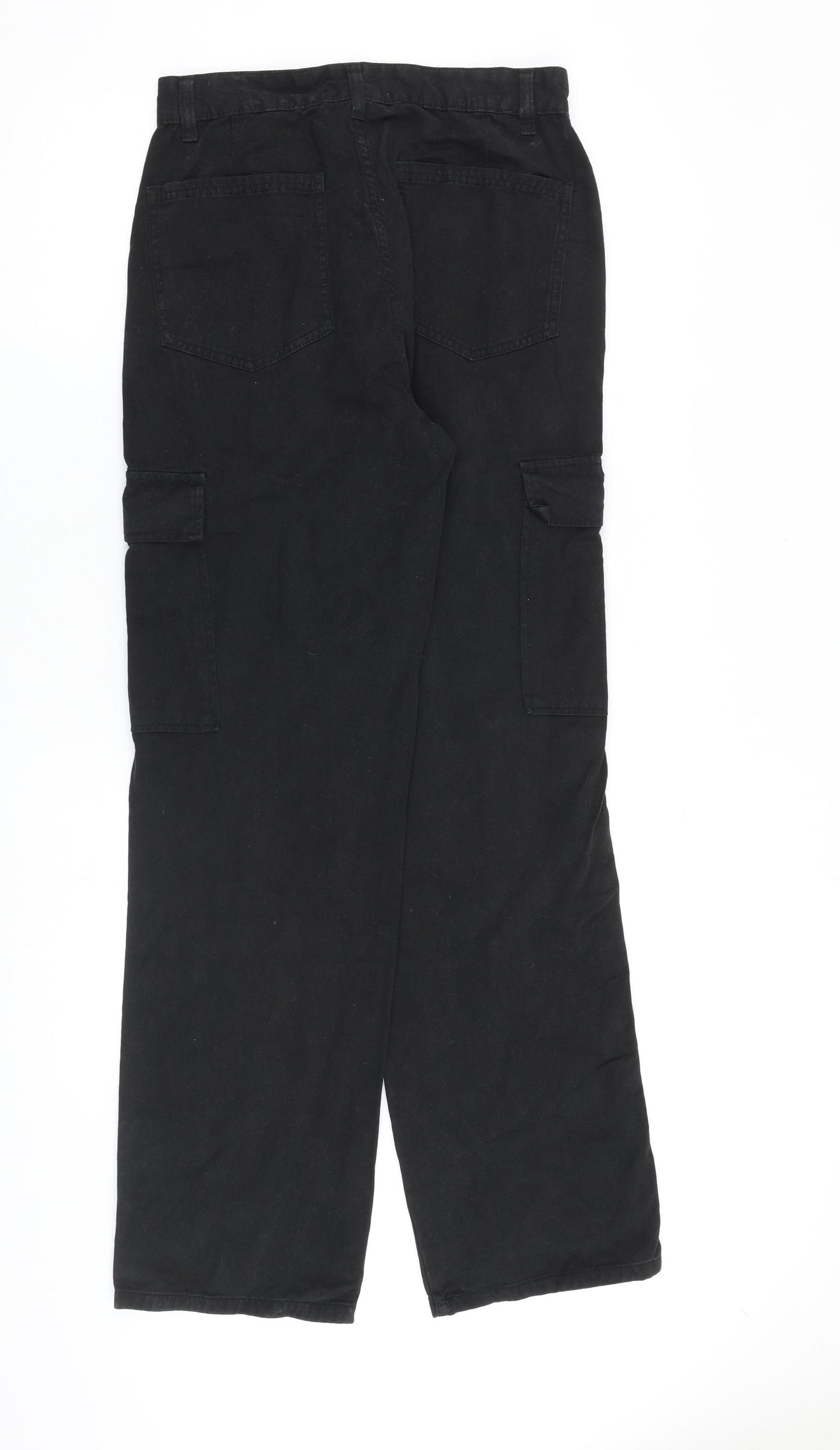 Stradivarius Womens Black Cotton Straight Jeans Size 12 L32 in Regular Zip - Cargo