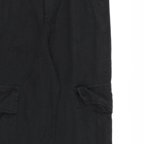 Stradivarius Womens Black Cotton Straight Jeans Size 12 L32 in Regular Zip - Cargo