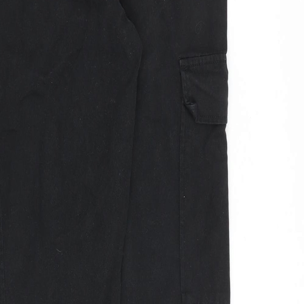Stradivarius Womens Black Cotton Straight Jeans Size 12 L32 in Regular Zip - Cargo