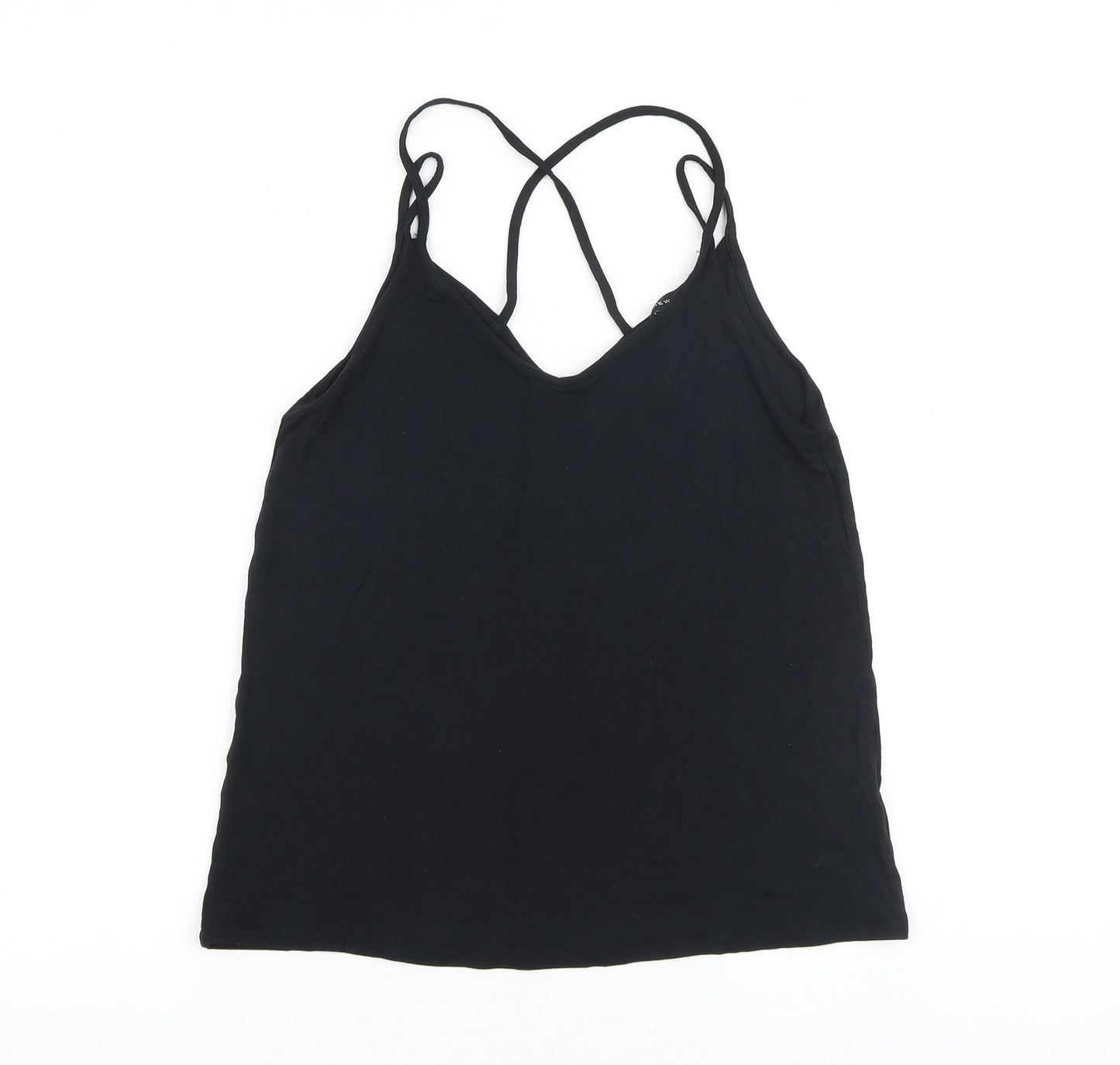 New Look Womens Black Viscose Camisole Tank Size 10 V-Neck