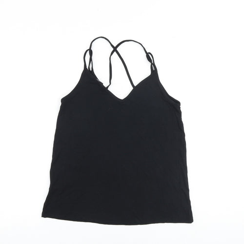 New Look Womens Black Viscose Camisole Tank Size 10 V-Neck