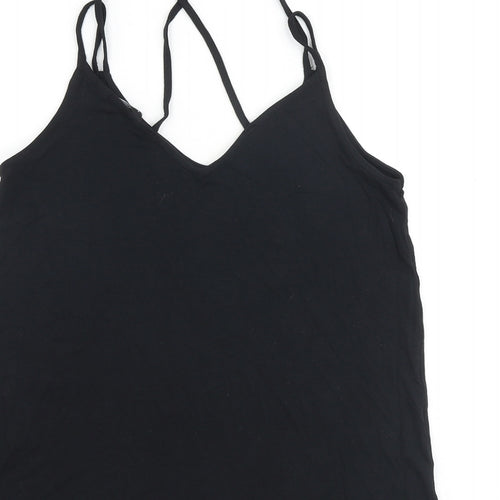 New Look Womens Black Viscose Camisole Tank Size 10 V-Neck