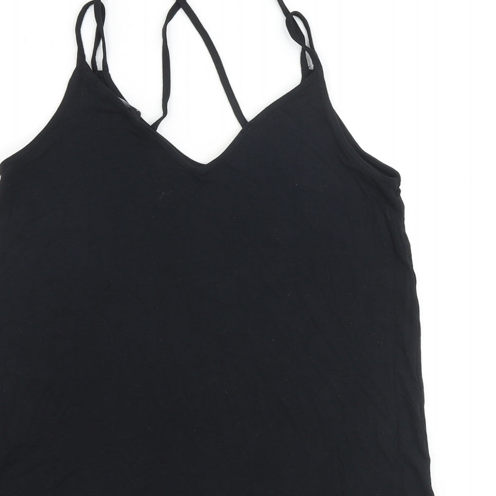 New Look Womens Black Viscose Camisole Tank Size 10 V-Neck