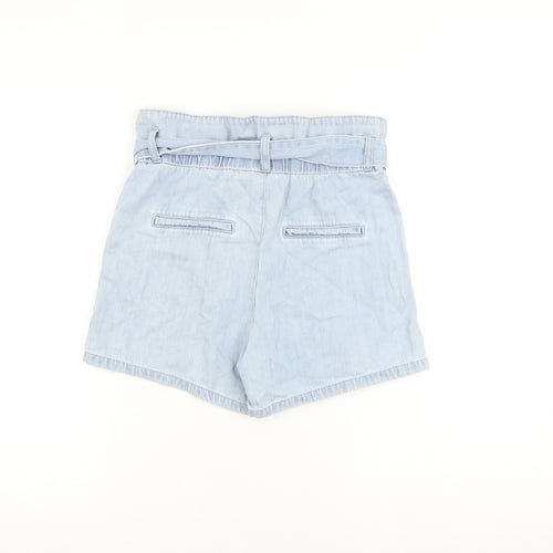 Denim & Co. Womens Blue Cotton Paperbag Shorts Size 6 L4 in Regular Button - Belted