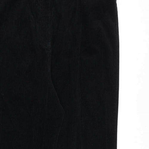 Marks and Spencer Womens Black Cotton Trousers Size 18 L34 in Regular Zip