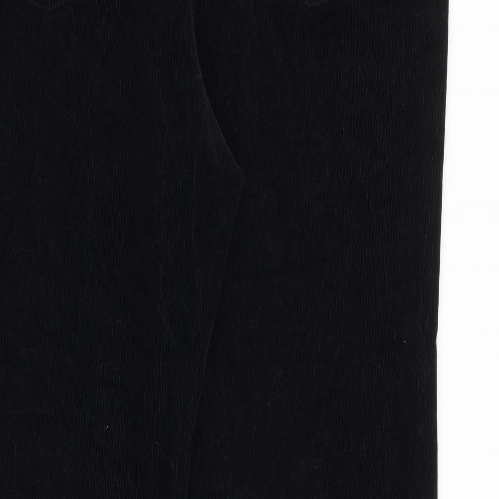 Marks and Spencer Womens Black Cotton Trousers Size 18 L34 in Regular Zip