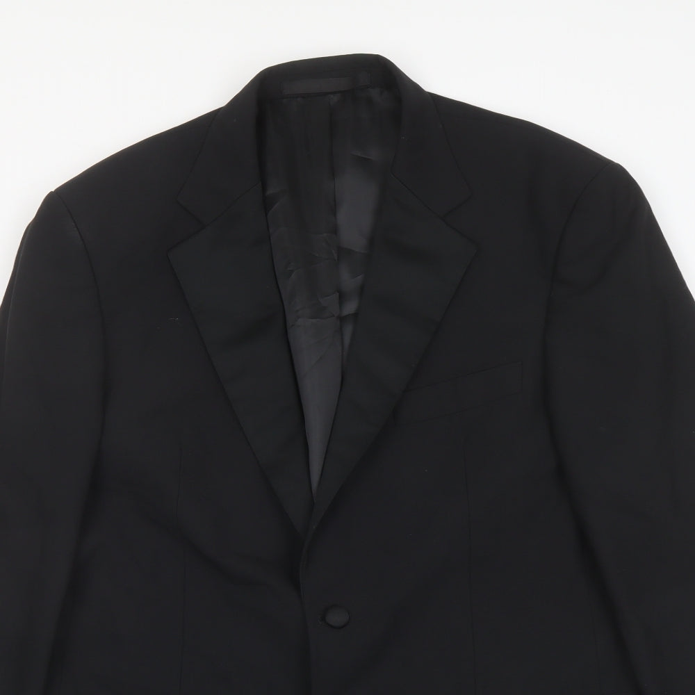 Marks and Spencer Mens Black Polyester Tuxedo Suit Jacket Size 40 Regular