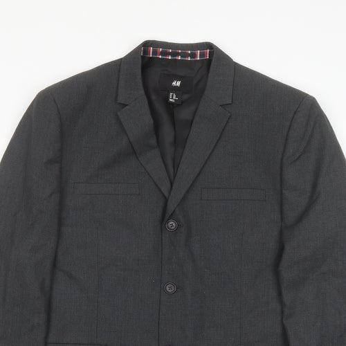 H&M Mens Grey Polyester Jacket Suit Jacket Size 42 Regular