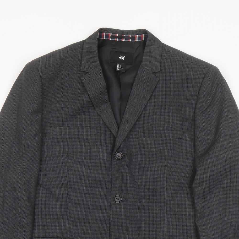 H&M Mens Grey Polyester Jacket Suit Jacket Size 42 Regular