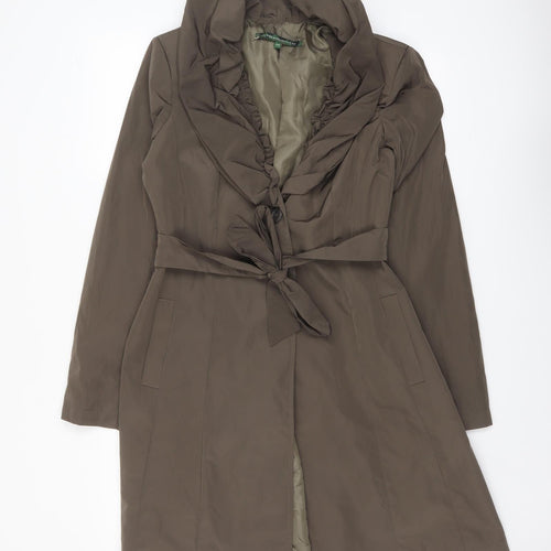 La Fée Maraboutée Womens Brown Trench Coat Coat Size 12 Button