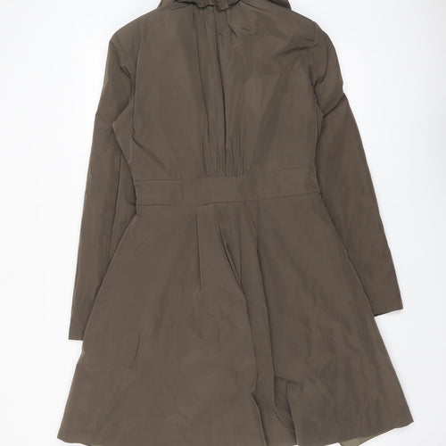 La Fée Maraboutée Womens Brown Trench Coat Coat Size 12 Button