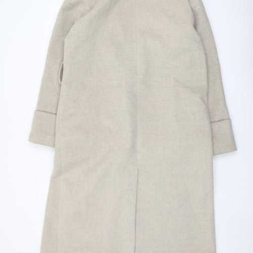 River Island Womens Beige Overcoat Coat Size 10 Snap