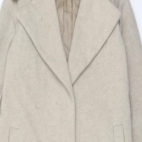 River Island Womens Beige Overcoat Coat Size 10 Snap