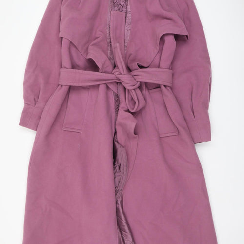 Claudia Stevens Womens Purple Overcoat Coat Size 14 Tie