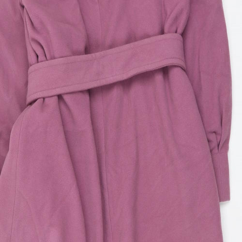 Claudia Stevens Womens Purple Overcoat Coat Size 14 Tie