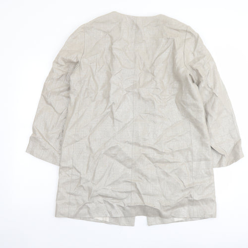 Zara Womens Beige Jacket Blazer Size L Hook & Eye