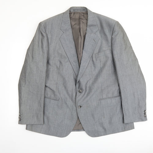 Pin Stripe Mens Grey Polyester Jacket Suit Jacket Size 48 Regular