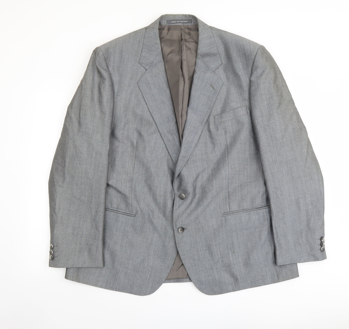 Pin Stripe Mens Grey Polyester Jacket Suit Jacket Size 48 Regular