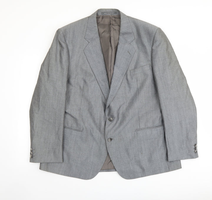 Pin Stripe Mens Grey Polyester Jacket Suit Jacket Size 48 Regular