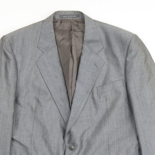 Pin Stripe Mens Grey Polyester Jacket Suit Jacket Size 48 Regular