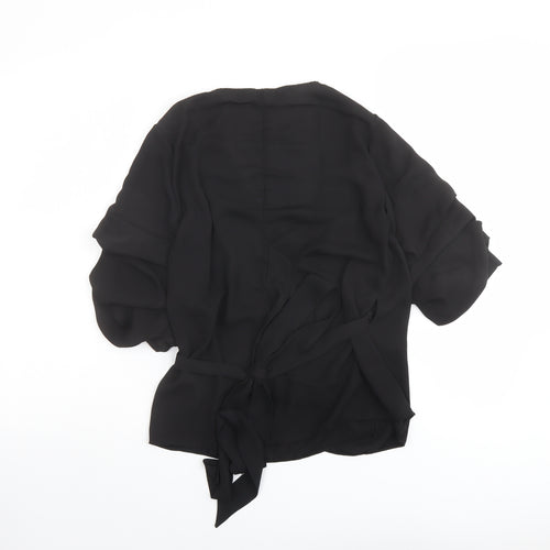 Lipsy Womens Black Polyester Basic Blouse Size 12 V-Neck