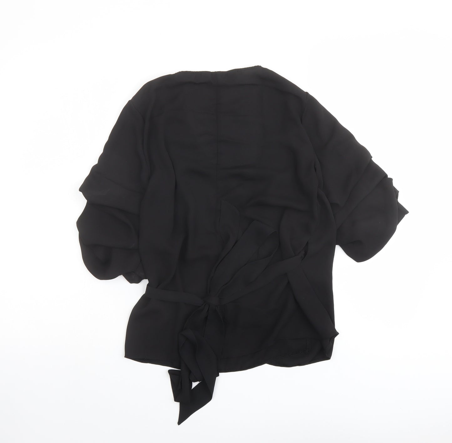 Lipsy Womens Black Polyester Basic Blouse Size 12 V-Neck
