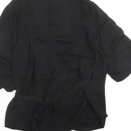Lipsy Womens Black Polyester Basic Blouse Size 12 V-Neck