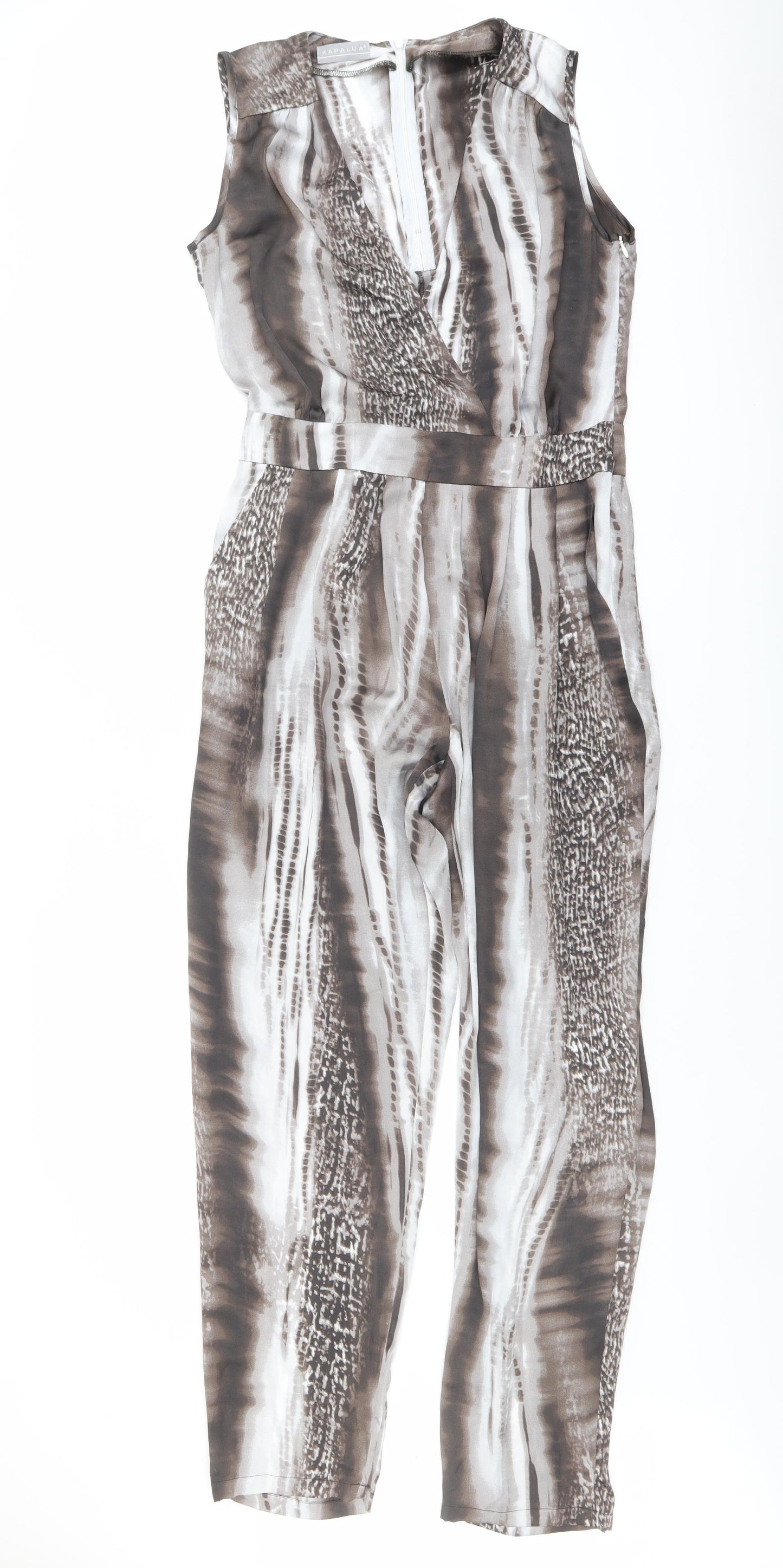 Kapalua Womens Grey Geometric Polyester Jumpsuit One-Piece Size 12 Zip