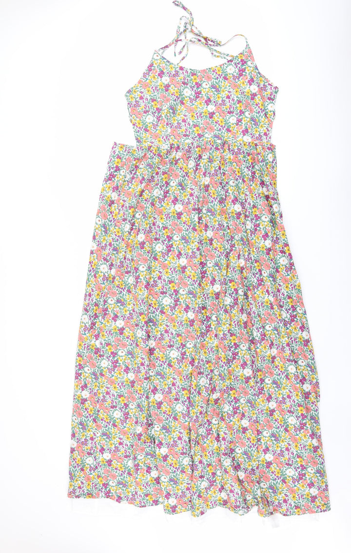 Nasty Gal Womens Multicoloured Floral Cotton Maxi Size 10 Halter Zip