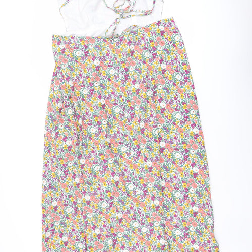 Nasty Gal Womens Multicoloured Floral Cotton Maxi Size 10 Halter Zip