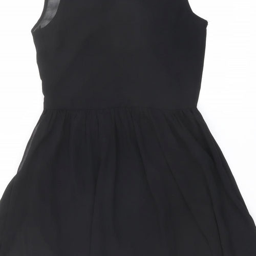 Nana Womens Black Polyester Fit & Flare Size 10 Round Neck Button