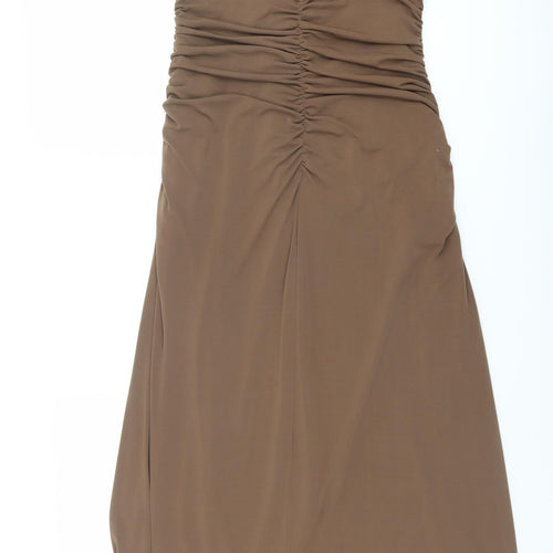 HEINE Womens Brown Polyester Maxi Size 16 Square Neck Zip