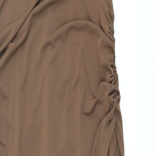 HEINE Womens Brown Polyester Maxi Size 16 Square Neck Zip