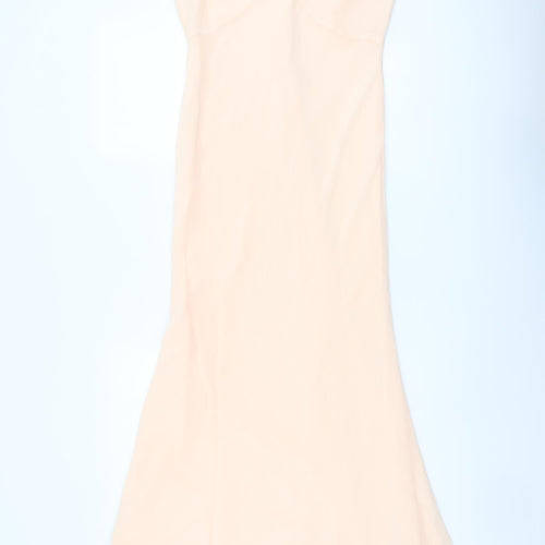 Warehouse Womens Pink Polyester Slip Dress Size 12 V-Neck Button