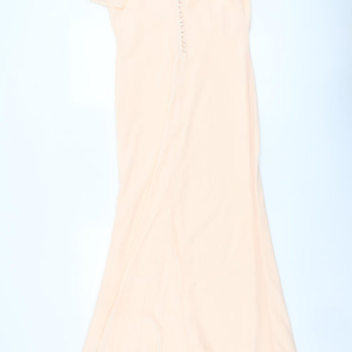 Warehouse Womens Pink Polyester Slip Dress Size 12 V-Neck Button