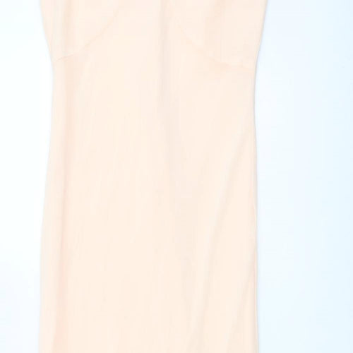 Warehouse Womens Pink Polyester Slip Dress Size 12 V-Neck Button