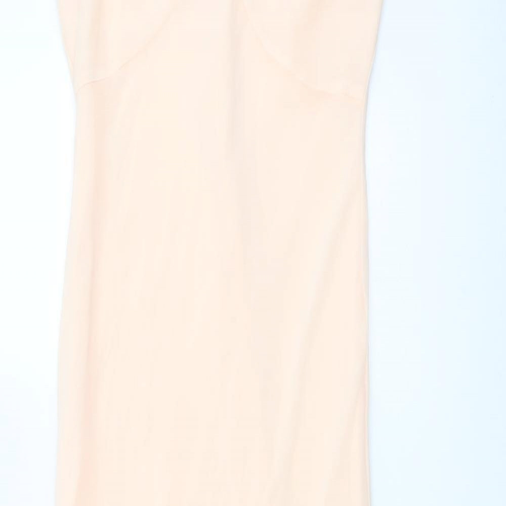 Warehouse Womens Pink Polyester Slip Dress Size 12 V-Neck Button