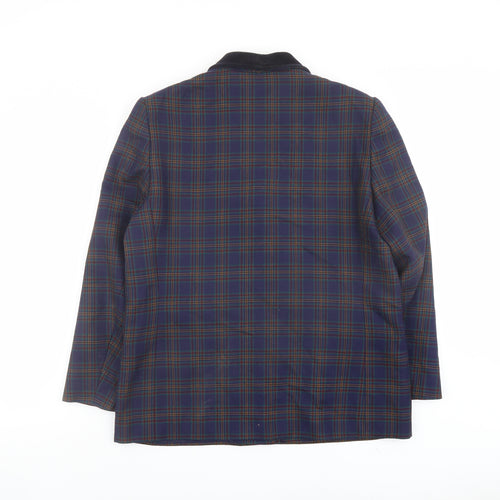 Eastex Womens Blue Plaid Wool Jacket Blazer Size 14