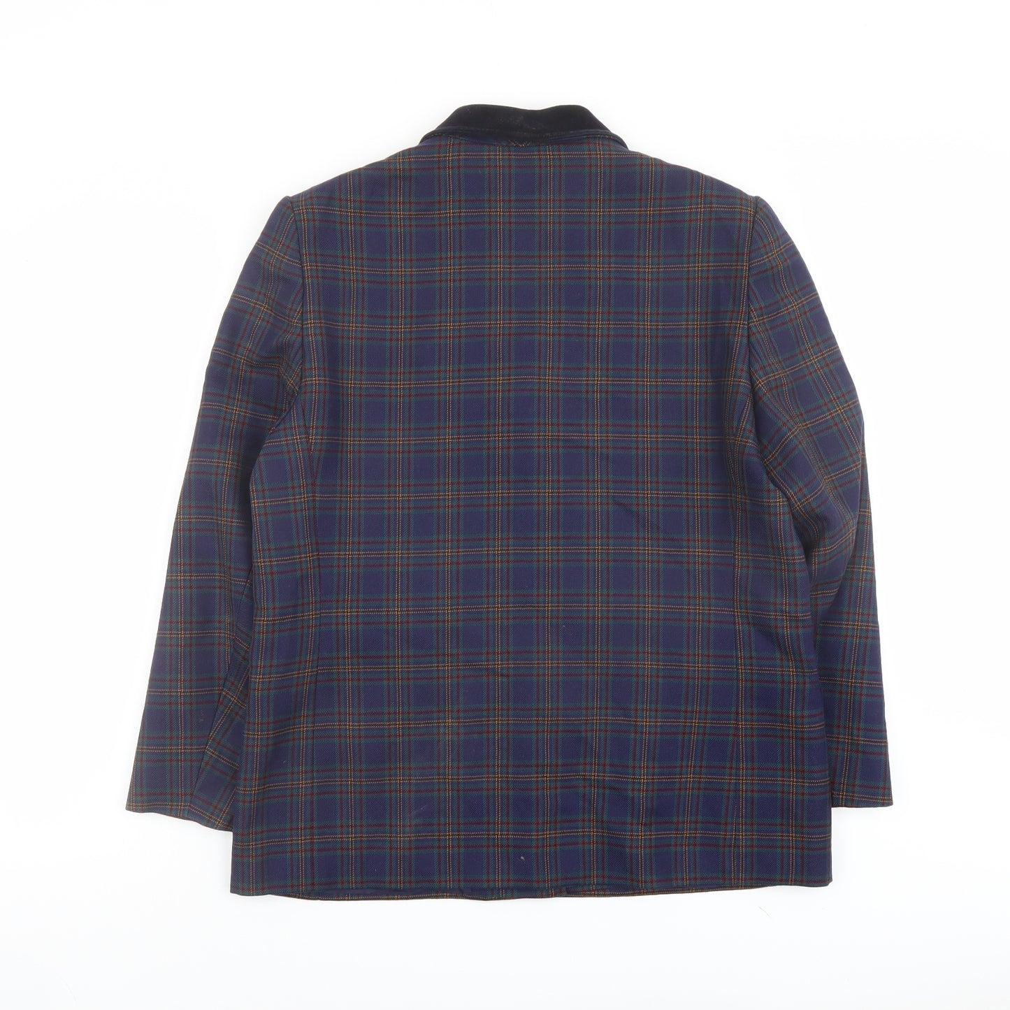 Eastex Womens Blue Plaid Wool Jacket Blazer Size 14