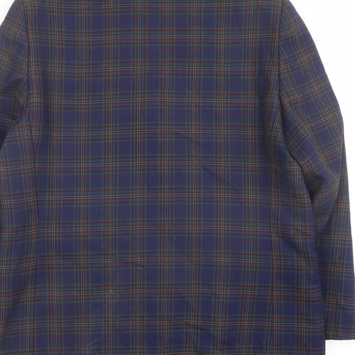 Eastex Womens Blue Plaid Wool Jacket Blazer Size 14