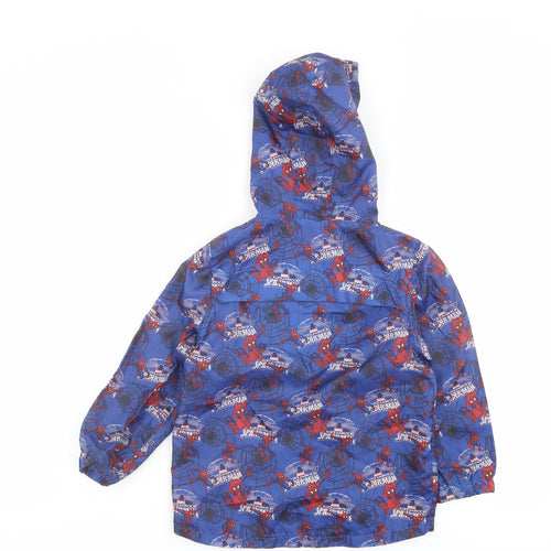 Spiderman Boys Blue Geometric Basic Coat Coat Size 4-5 Years Zip