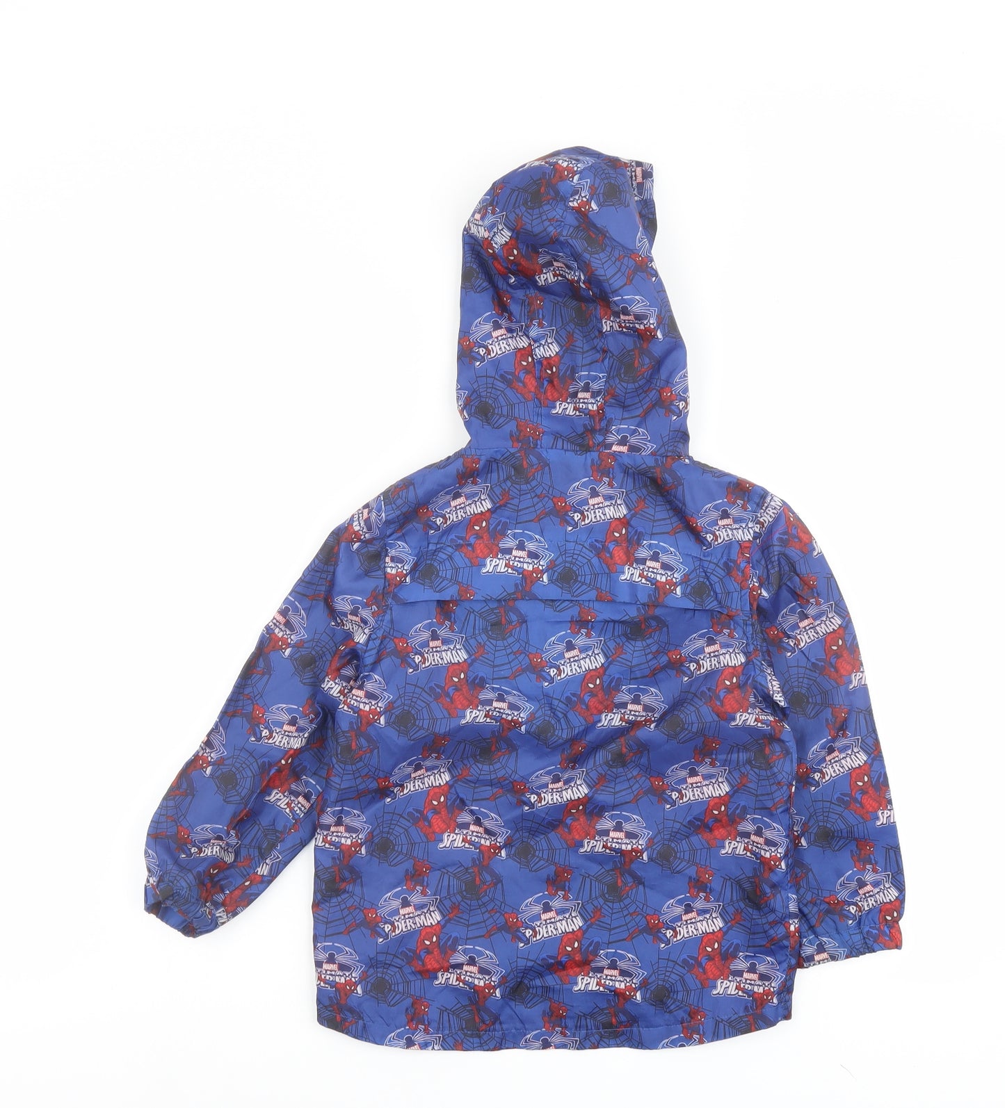 Spiderman Boys Blue Geometric Basic Coat Coat Size 4-5 Years Zip