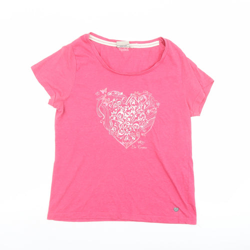 Lee Cooper Womens Pink Cotton Basic T-Shirt Size 18 Boat Neck - Heart