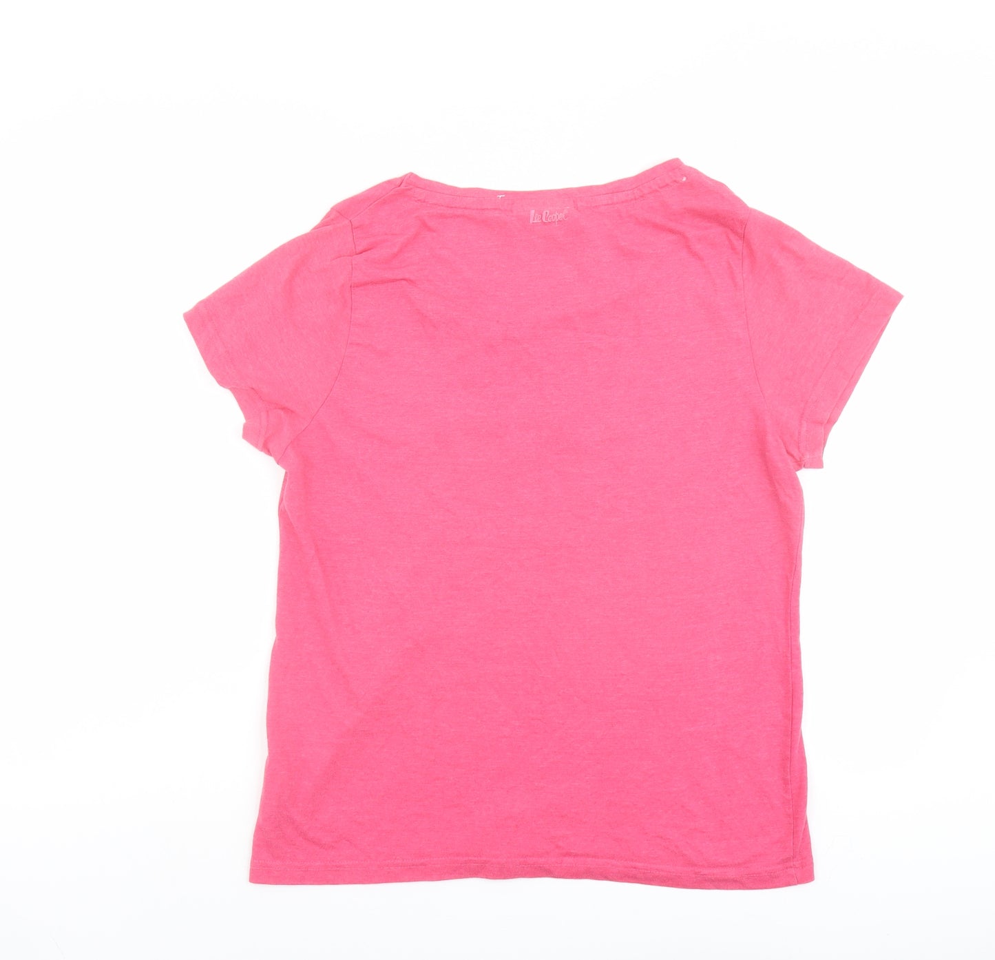 Lee Cooper Womens Pink Cotton Basic T-Shirt Size 18 Boat Neck - Heart