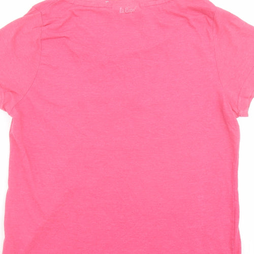Lee Cooper Womens Pink Cotton Basic T-Shirt Size 18 Boat Neck - Heart